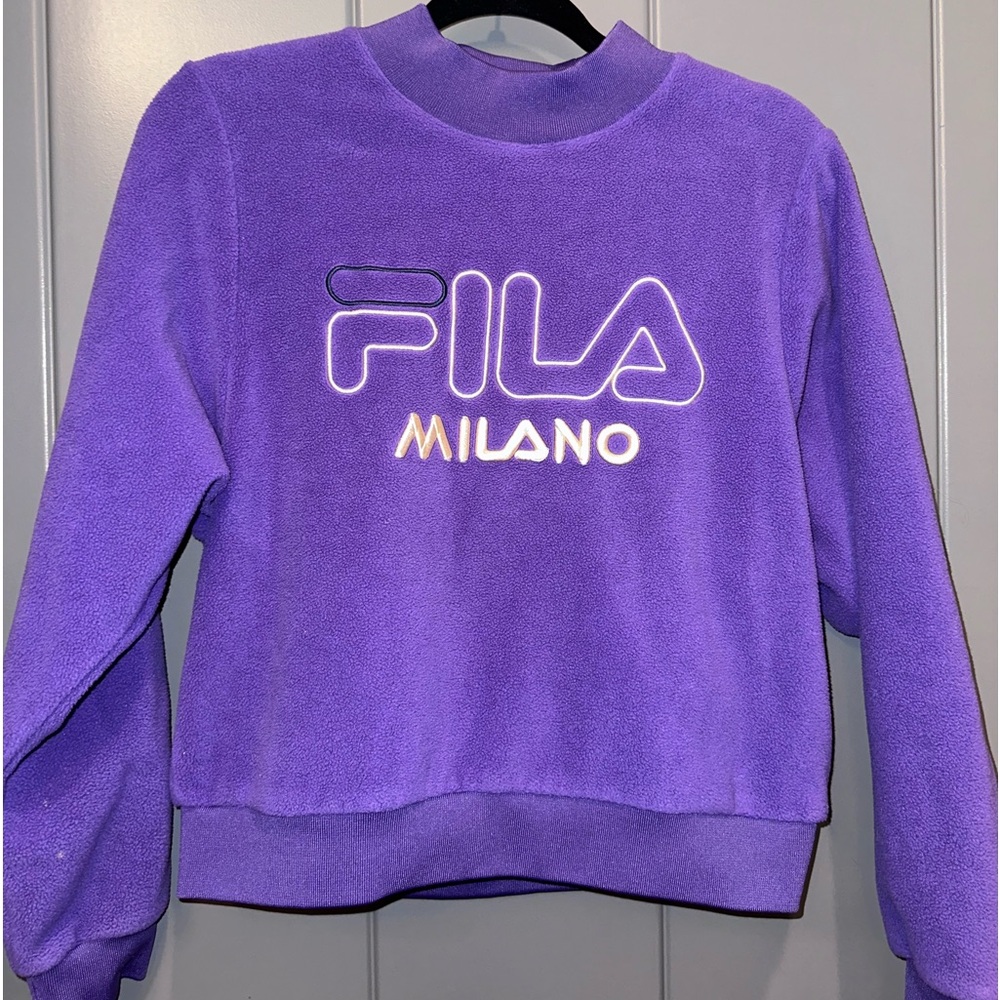 Fila Milano Purple Mock Neck Fleece Sweatshirt